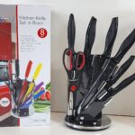 W0155 - Stainless Steel - 8 PCS Non-Stick Coating Knife Set with Rubber Coating Red Handle - Easy Grip and Stylish - Gift Pack