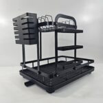 YW27-03 - Dishes Drying Rack Drainboard Set, 2 Tiers Metal Drainers Holder with Drainage Tray, Kitchen Counter Dish Dryer