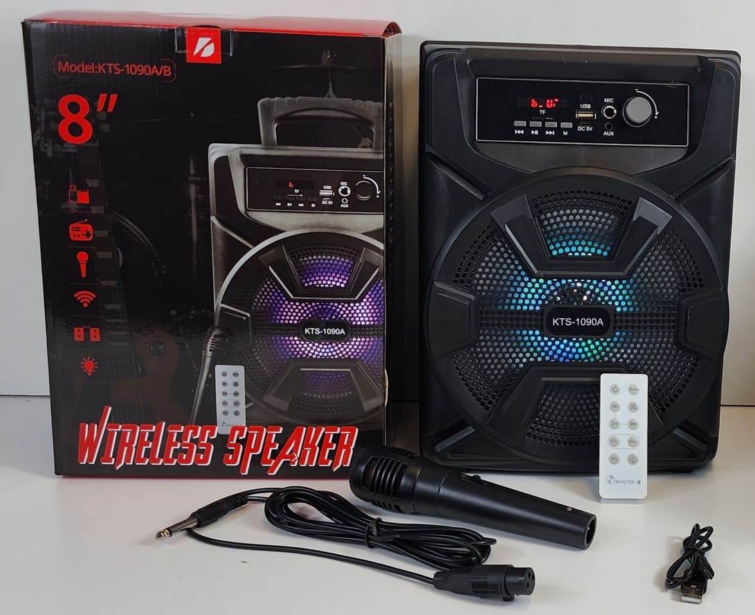 3uel2LNLDX4mvOzYf2nUpMWDp4D2kxNVDILm53f0 (1) (1) KTS-1090A Super Bass 8 inch Karaoke Wireless Bluetooth Speaker with Mic - Portable Bluetooth Wirelss Speaker FM/TF/USB Rechargeable - Image 1