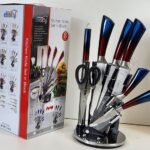 W0104 - Stainless Steel - 8 PCS Non-Stick Coating Knife Set with Rubber Coating Red Handle - Easy Grip and Stylish - Gift Pack