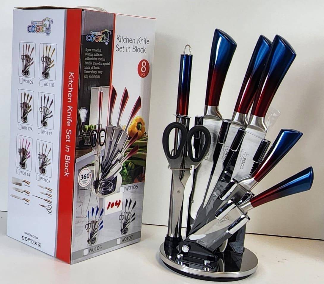 5FKELJXjXKdwa5lUxBeXFTNzVZPJ1ICH4XJoBA1q (1) (1) W0104 - Stainless Steel - 8 PCS Non-Stick Coating Knife Set with Rubber Coating Red Handle - Easy Grip and Stylish - Gift Pack - Image 1