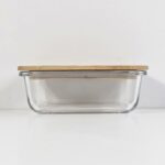 YW31-03 - T-01258 - High borosilicate glass + bamboo + silicone - 640ml 16.95×12.35×6cm
