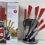 W0107-1 - Stainless Steel - 8 PCS Non-Stick Coating Knife Set with Rubber Coating Red Handle - Easy Grip and Stylish - Gift Pack