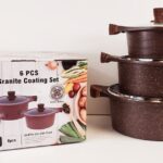 Realchef 6 PCS Granite Coating Cooking Set - Casserole with Glass Lid - Non-Stick Glass Lid Top Quality Cookware