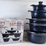 Hot Chef 10 Pieces Die-Cast Cookware - Non-Stick - Marble Coating - with Glass Lids - Top Quality Cookware
