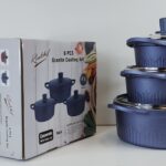 Realchef 6 PCS Granite Coating Cooking Set - Heat Resistant Glass Lid - Non-Stick Stylish Design Cookware