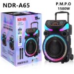 NDR-A65 1500W Peak High Power RGB Light Wireless Party Speakers BT5.0 with 2 Mic 3600mAh Battery TWS AUX TF Outdoor Speakers