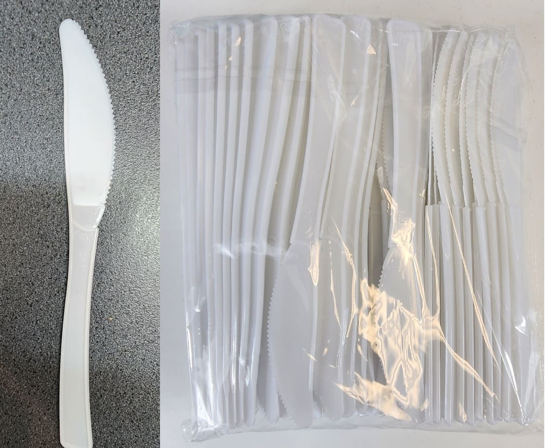 Xev7OdfnqKWEQnR8JVV3oCsuuyxCweTdxVMIcFsN (1) (1) Plastic Disposable Dinner Knives - A pack of 100 pieces - 16.3 * 1.8cm - Image 1