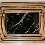 YW25-08 - 3 PCS Bamboo handle black rectangular