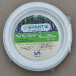 YW35-02 - RP06 -  6-inch 20 Pcs Pack - Sugarcan Pulp Round Plate - 48x20 Packs Per Carton