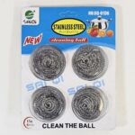 YW10-04 - Suction card 4PC steel wool ball - Scours -Steelwork Cleaning Ball