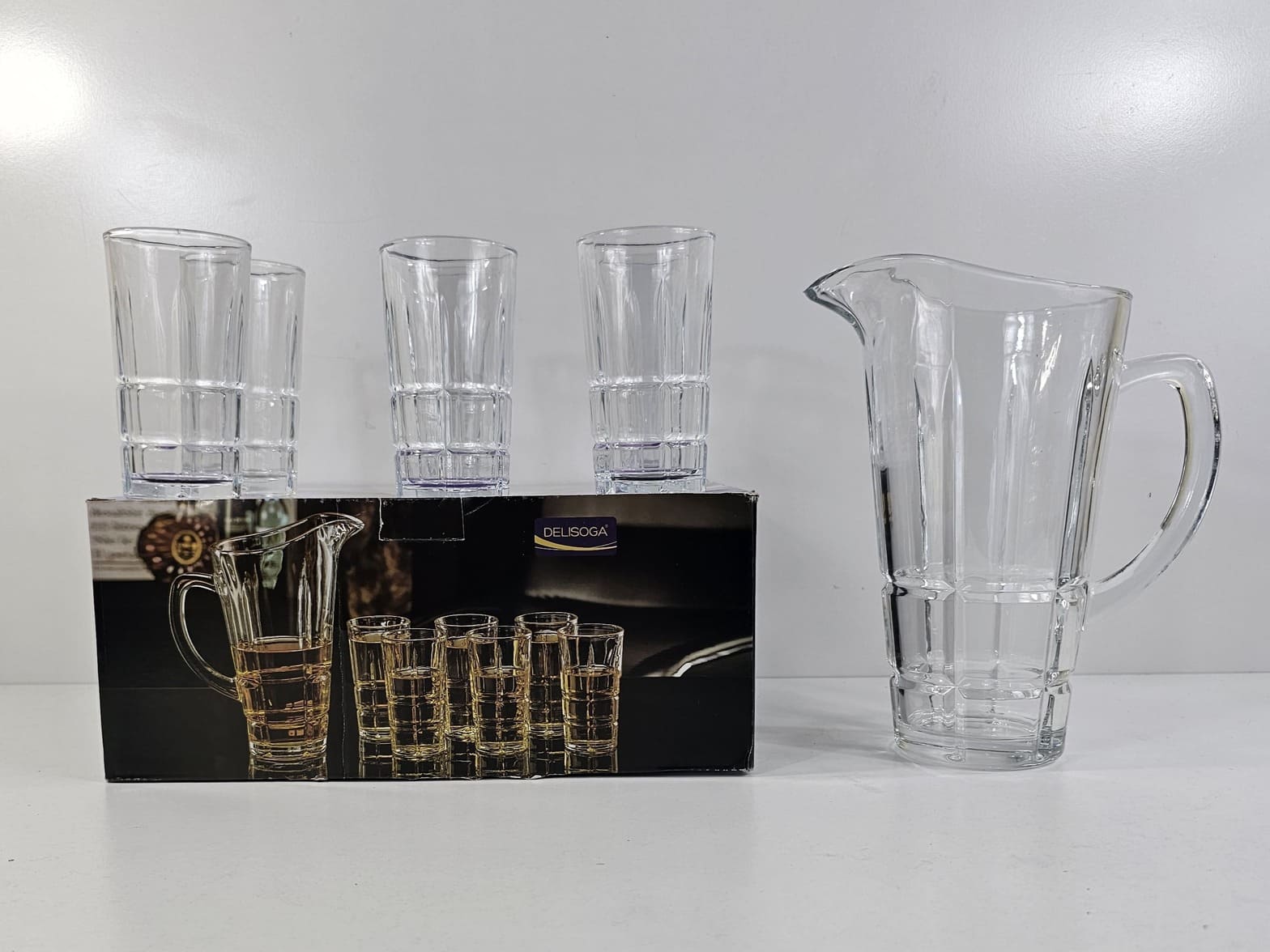 p6 (1) (2) (1) YW12-08 -Premium Water and Juice Glasses Set and Jug Set Combo,Glasses and Jug Set for Dining Table YW12 - DSH2041/L7 - Image 1