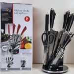 W0108 - Stainless Steel - 8 PCS Non-Stick Coating Knife Set with Rubber Coating Red Handle - Easy Grip and Stylish - Gift Pack