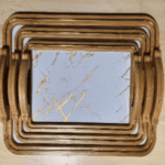 YW25-10 - RM02-RW - white ExclusiveLane 'Woodland Wonders' Handcrafted Wooden Tray for Serving Tray for Breakfast Tray for Dining Table