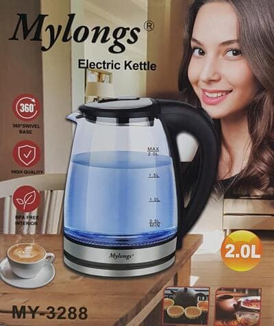 0ZM6MBcti1AsBUCWUrEXwwtMnZyJNU70rjTvTkel (1) MY-3288 - MyLongs Electric Kettle 2.0 with Glass Jug 2000W - Image 1