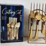 Kitchen Stainless Steel Cutlery Gold 24 PCS Set Top Quality Gold Polished - TOO6