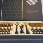 Stainless Steel Gold Polished with Black Painted Handle - High Quality 36 PCS Cutlery Set - Luxurious Gift Box Set Kitchenware / Homeware / Giftpack