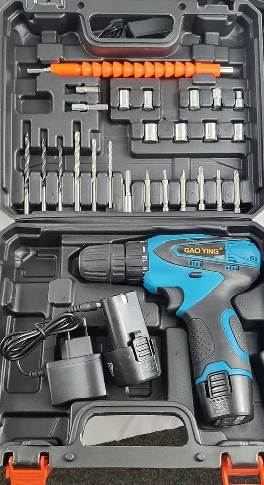 GF5tw3kD3SulePniD7mq7v4OYUlhVddvxoLUKIUV (1) Rechargeable 12V Cordless Drill Machine with 25 pcs Tools Kit GAO Ying 18 Levels - Two Way Drill Machine - Image 1