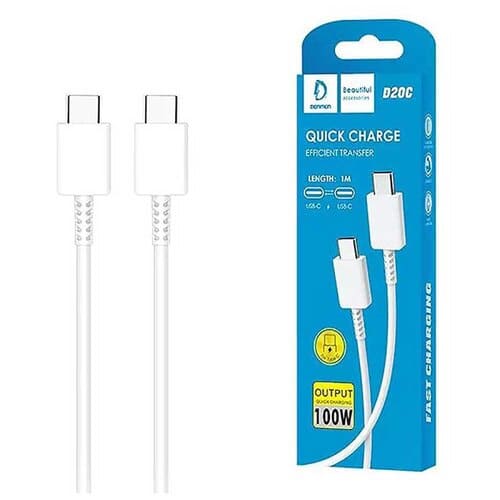 ICZrw8wq9MxHnBLkA9qucOlsLORJhXukltMMtveR (1) Denmen D20C 1 m USB-C Type-C to Type-C Cable Fast Charging Cable 3.5 AMP 1 Meter - Image 1