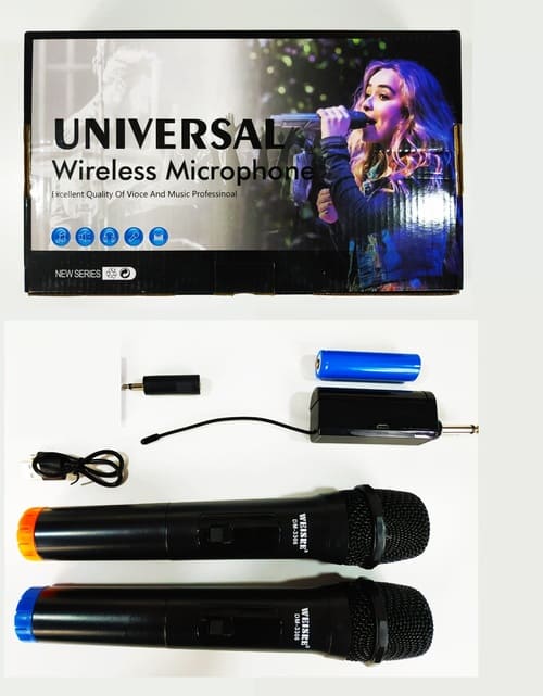 OI2fKOnWAqr92CPs3N51keXcKsZ9JLWJ33lFaSbH (1) Universal Dual Wireless Microphone with 6.35mm Remote Connector - Wireless Mic - DM3306 - Image 1