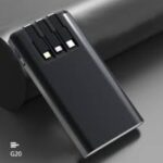 Kingleen G20 20000mAh Travel PowerBank Portable Built-in 3 Cable Powerbank Black & Gold Colors