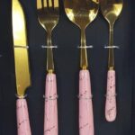 Kitchen Stainless Steel Cutlery Gold and Pink 4 PCS Set - Gift Pack