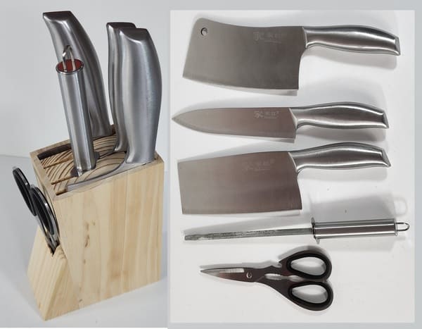 UEvCfbrPTD6SzFyH8RCyeEXIctBqRSjC9H30jqCr (2) YG-668-1 - 5 Pcs Stainless Steel Kitchenware / Tableware Knives / Slicer Set with Stand - Steel Handle - - Image 1