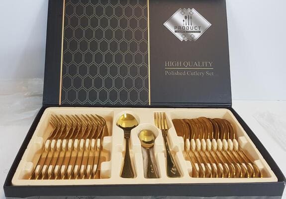 WCRBk8fzw4bf7dQlKvMOqf9ApEiZrTGG5GEemk2t (1) Stainless Steel Gold Polished - High Quality 36 PCS Cutlery Set - Luxurious Gift Box Set Kitchenware / Homeware / Giftpack - Image 1