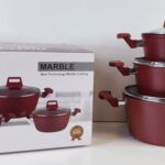 HotChef 6 Pieces Non-Stick Marble Granit Coating Cookware Set - Top Quality Cooking Set - New Technology Marble Coating