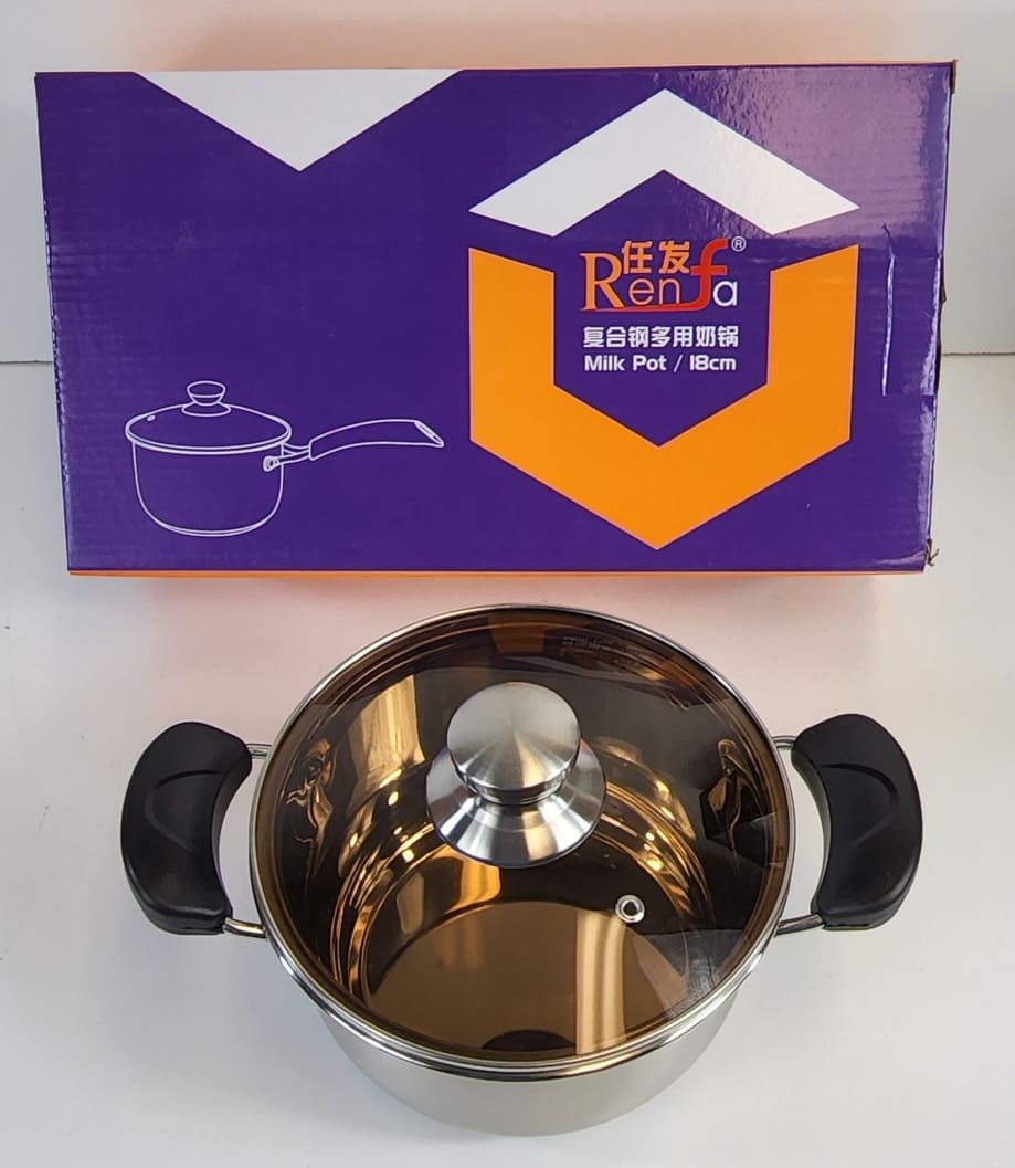 nOlwGDHPHfJtU1TSZJGLmySuwPvFtQcBFUR1rxuO (1) (1) 18CM Soup / Milk / Cooking Pot - Stainless Steel - TK-17 - Image 1