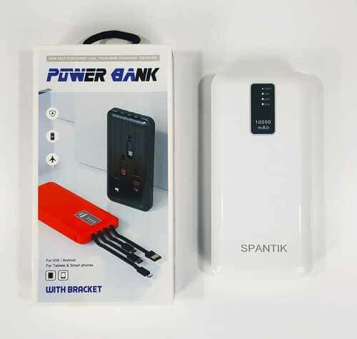 rhLh3SDSoXRBPWEDxghJ0B0cWL8mBZtJjSyFErq3 (1) Spantik Powerbank 10000 mAH with 4 Builld-In Cables (iPhone, Type-C, Micro) Fast Charging 2A PB001 - Image 1